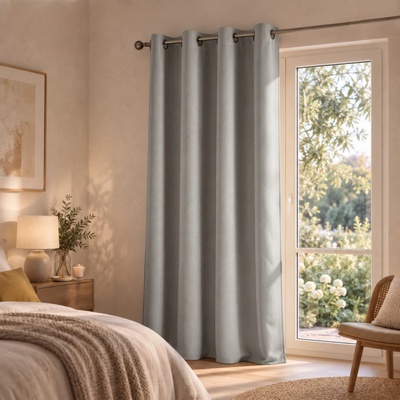 Mybesthome Sierra Blackout Zatemňovací závěs s kroužky, 135 × 250 cm, šedý, 1 ks
