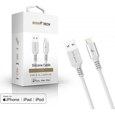 RhinoTech RTACC465 LITE MFi s nylonovým opletem USB-A na Lightning, 1,2m, stříbrný