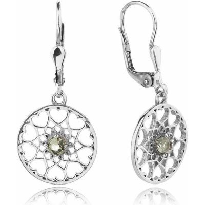 Jan Kos jewellery stříbrné náušnice s vltavínem 32106272