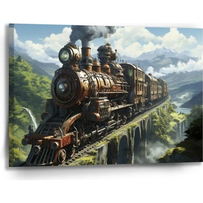 Sablio Obraz Parná lokomotíva na viadukte - 90x60 cm