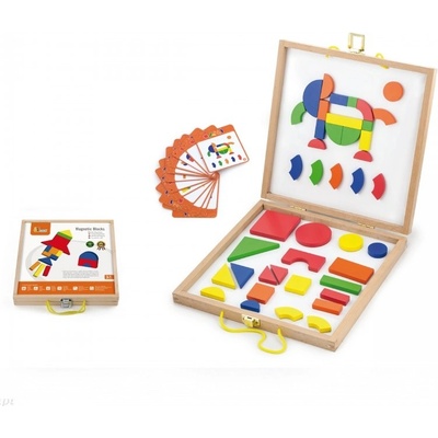 Viga drevený kufrík s magnetickými kockami Multicolor