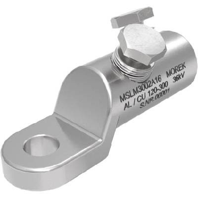 Кабелна обувка алуминиева покалаена Al/Cu 120-300mm2 36kV MSLM300 2x късащ се болт M16 - MSLM3002A16 (MSLM3002A16)