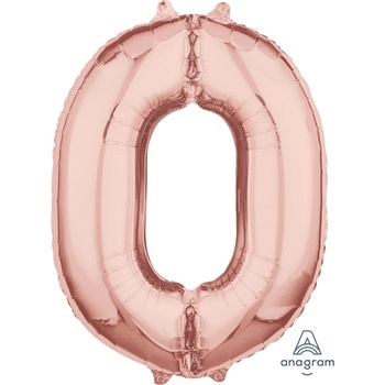 Image 1 of Amscan Балон от фолио цифра 0, розово-златист, 66 см