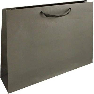 Papírová taška kaštanová Elegance 600x150x430 mm s černým bavlněným tkalounem