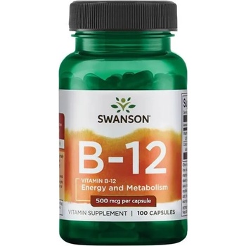 Swanson Vitamin B-12, 500 mcg, 100 капсули, Swanson (SW030)