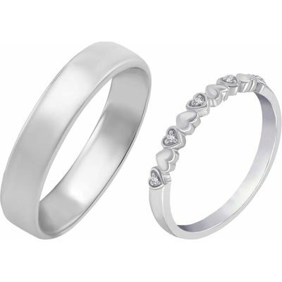 Eppi Zlatý srdíčkový eternity prsten s diamanty a pánský komfortní Fople RW40191