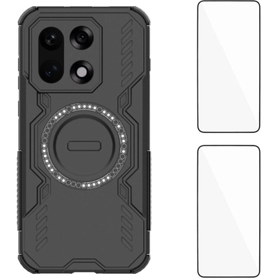 OnePlus WANLONFENG Магнитен калъф за OnePlus 15 5G- PC + TPU, MagSafe, Вкл. 2 бр. Стъклени Протектора, 4 Цвята