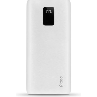 Ttec Външна батерия ttec, PowerSlim Trio, LCD, 20.000mAh, PD 22, 5W, Trio Cable, Бяла