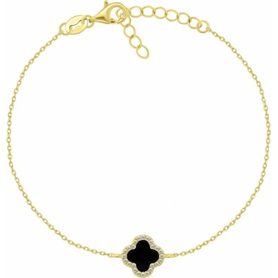 Brilio Silver Pozlacený náramek pro ženy Čtyřlístek BRC239YBC