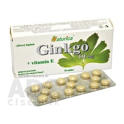 Naturica Ginkgo 60 mg Vitamín E 30 tabliet