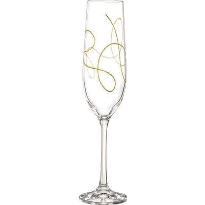 Bohemia Crystal Sklenice na šampaňské String zlatá set po 2 x 190 ml