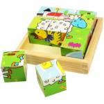Bigjigs Toys - Дървени кубчета Ферма (BJ536)