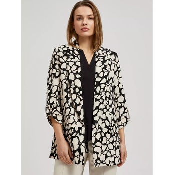 Moodo Черно-кремав дамски шарен блейзър Moodo Moodo | Byal | ЖЕНИ | XS