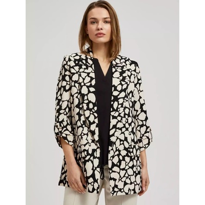 Moodo Черно-кремав дамски шарен блейзър Moodo Moodo | Byal | ЖЕНИ | XS
