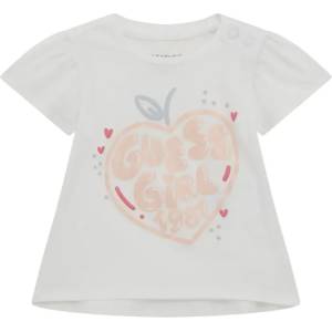 GUESS Бяла тениска за бебе момиче с розов надпис Guess Girl