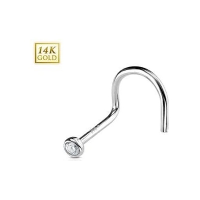 Šperky4U zlatý piercing do nosu zirkon ZL01176-WG