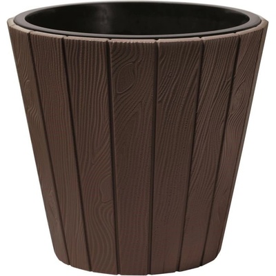 Prosperplast Květináč WOODE s vkladem hnědá 29,9 x 29,9 x 28,1cm