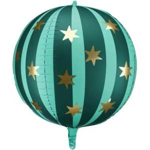 Party Deco Фолиев балон сфера със звезди - зелен (fb243-012)