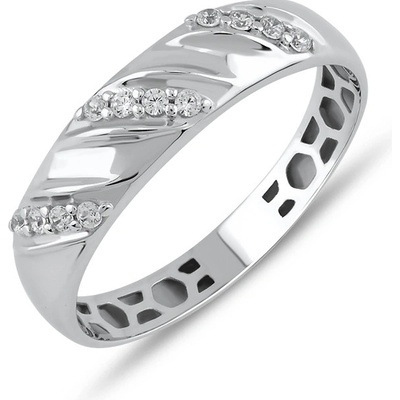 Lillian Vassago Prsten zdobený zirkony v bílém zlatě LLV06 GR201W