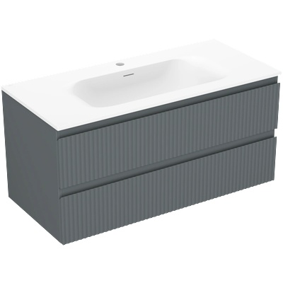 Rivel шкаф за баня 100 см с мивка Vela, 2 чекмеджета, рифлована, графит (91A20-10047-2-BFF66-W23M01)