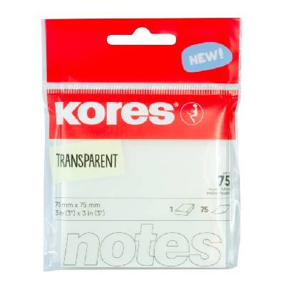Kores Samolepicí bloček 75×75 mm 75 lístků - transparentní 48187