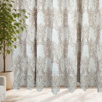 Voálová Luxusní vyšívaná záclona bílá Versailles Beige metráž Ervi 3634-132