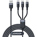 JOYROOM S-A18 кабел 3 в 1 USB - Type-C/Lightning/microUSB, 120 см, ЧЕРЕН (S-A18-NEW)