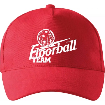 Florbal team so zahnutým šiltom a látkovou sponou Červená
