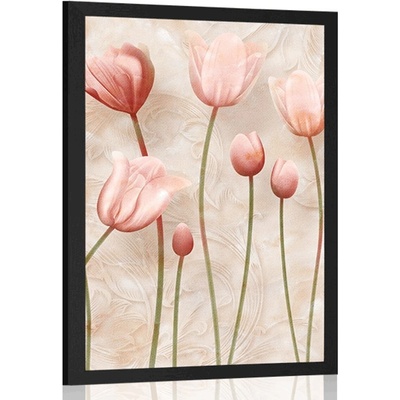 Plakát starorůžové tulipány - 40x60 silver