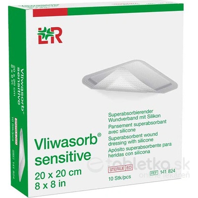 Vliwasorb Sensitive Krytie Na Rany 20 x 30 Cm superabsorpčné, sterilné, so silikónom, 10 ks
