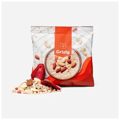 Grizly Ovsená kaša biela čokoláda a jahoda 6 x 60 g