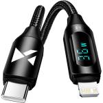 Wozinsky Кабел за зареждане Wozinsky USB-C / Lightning 36W с LED дисплей - Черен / 1m KP41458