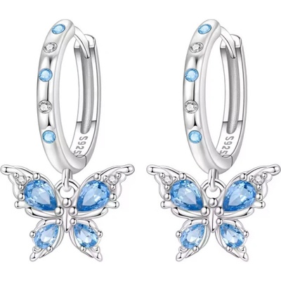 GRACE Silver Jewellery Stříbrné náušnice s motivem modrého motýla stříbro 925/1000 E-OTE4405/404 Modrá