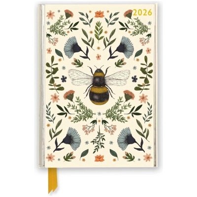 Flame Tree Publishing Jade Mosinski: Botanical Bee 2026 Luxury Diary Planner - Page to View with Notes | Flame Tree Publishing