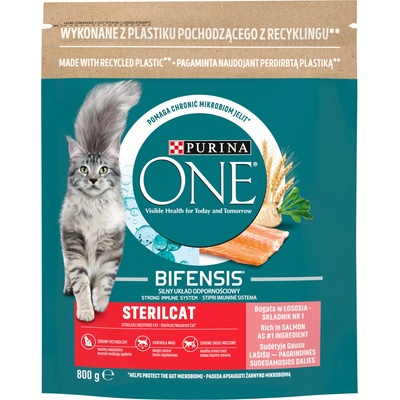 ONE Bifensis Sterilcat Храна за котки, богата на сьомга 800 г