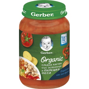 Nestle Пюре Nestle Gerber Organic - Сладък картоф със зеленчуци и пилешко месо, 190 g (12456760) - ozone