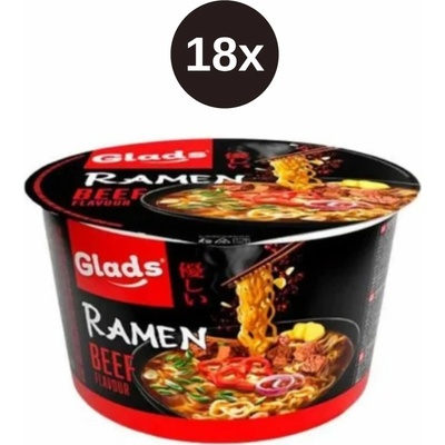 Glads instantné rezance ramien s hovädzou príchuťou 18 x 105 g