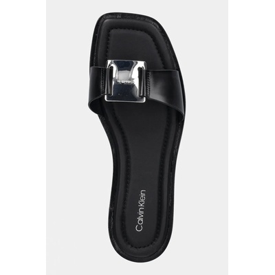 Calvin Klein Кожени чехли Calvin Klein FLAT SLIDE W/CK HW BIG - LTH в черно HW0HW02482 (HW0HW02482)