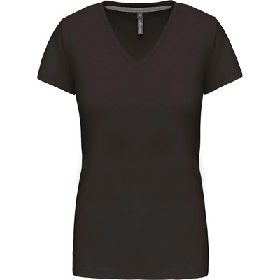 Kariban v-neck k381 / Дамска тениска с къс ръкав - тъмно каки xxl (20k38107205)