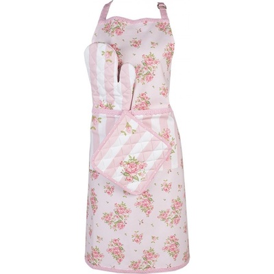 Clayre & Eef Bavlněná kuchyňská zástěra s květy růže Sweet Roses 70x85cm