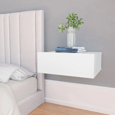 vidaXL Нощни шкафчета за стена, 2 бр, бели, 40x30x15см инженерно дърво (800307)
