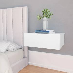 vidaXL Нощни шкафчета за стена, 2 бр, бели, 40x30x15см инженерно дърво (800307)