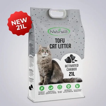 Naturalis Tofu Cat Litter 21 L Activated Carbon - 100% натурална котешка тоалетна с активен въглен