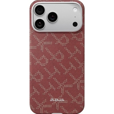 PITAKA Кевларен кейс с MagSafe за iPhone 17 Pro - Pitaka Monogram PitaTap Aramid Ultra Slim MagSafe Case (червен) (KI1702PTK)