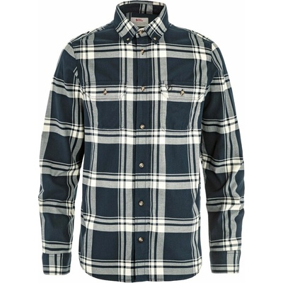 Fjällräven Övik Lite pánská flanelová košile dark navy-chalk white modrá