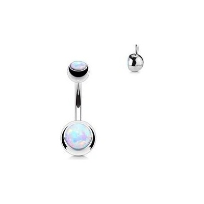 Šperky4U piercing do pupíku banánek opál BS1063-WH