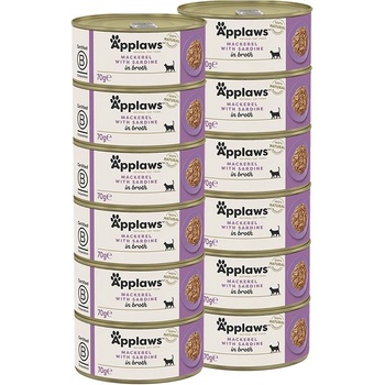 Applaws Консерва за котки с скумрия и сардина в бульон 12 x 70 г
