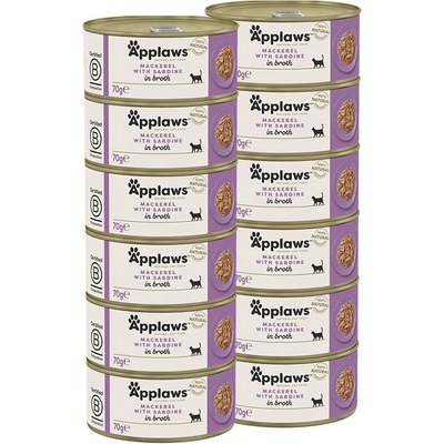 Applaws Консерва за котки с скумрия и сардина в бульон 12 x 70 г