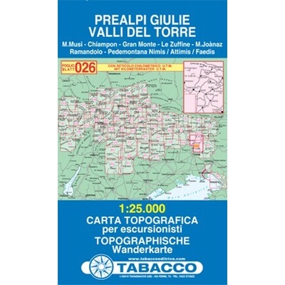 Tabacco topographische Wanderkarte Prealpi Giulie, Valli del Torre