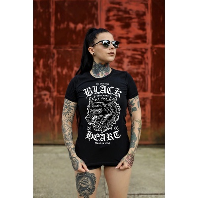 tričko street BLACK HEART WOLF černá